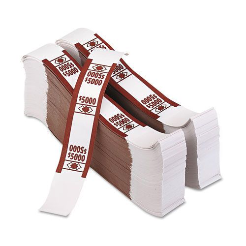 PM Company Self-Adhesive White/Brown Currency Bands $5000 Value