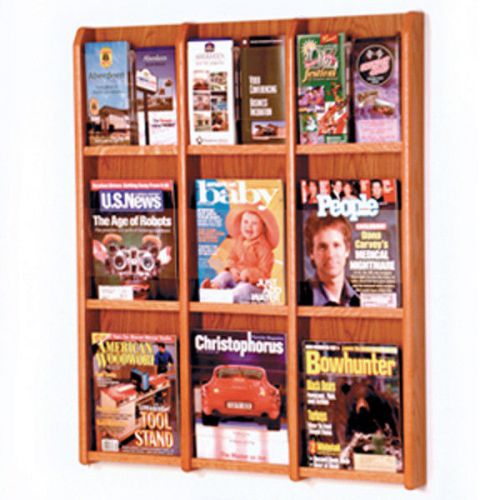Wooden Mallet LM-12 Medium Oak 18 Pocket Brochure/ Magazine Stand