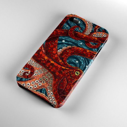 New Mosaic Octopus Pattern Art Design iPhone 4 4S 5 5S 5C 6 6Plus 3D Case