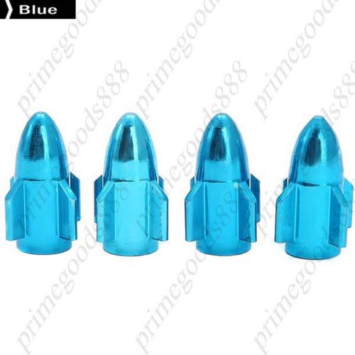 4 car missile alloy tire valve caps stem cap covers deal free shipping blue for sale