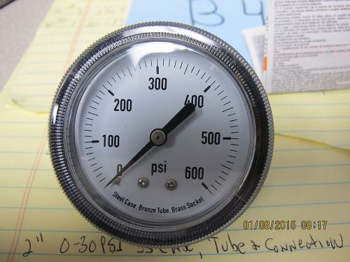2  1/2 ” dial 600 psi pressure gauge 1/8” npt panel mount u clamp grainger 4ua28 for sale