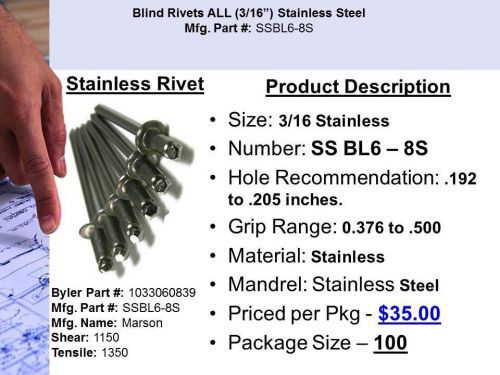 3/16 Stainless Steel Pop Rivet