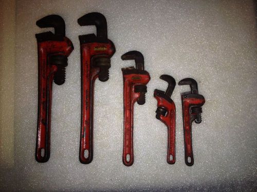 Vintage set of Five Ridgid pipe wrenches