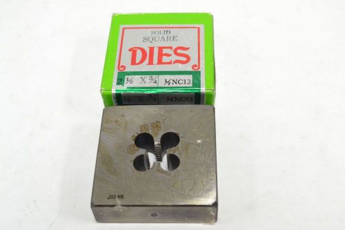 NEW SOLID SQUARE 1/2NC13 PIPE THREADED PITCH DIE 2-1/2X3/4 IN B280301