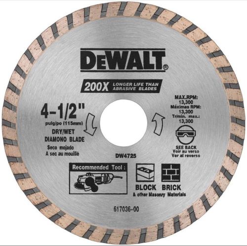 Dewalt DW4725 4-1/2&#034; High Performance Diamond Masonry Blade