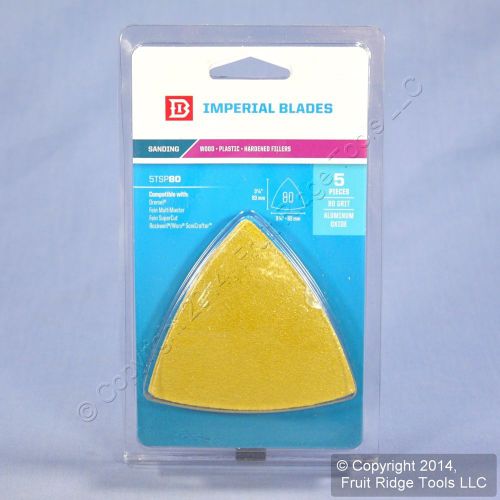 5 USA MADE Hook and Loop Imperial Blades 80 Grit Triangle Sandpaper 5TSP80