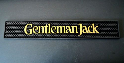 Gentleman Jack Bar Runner Rubber Spill Mat Black 20.5&#034; Gently Used Gold &amp; Black