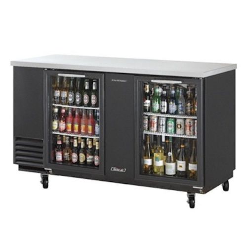 New turbo air 69&#034; black stainless steel (2) glass door bar back!! for sale