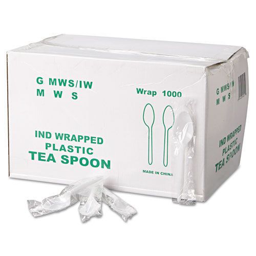 GEN Individually Wrapped Mediumweight Plastic Spoons - GENMWSIW