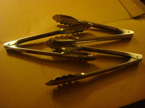 Spring Tongs, 9-1/2 in, Stainless Steel, Scalloped Edge 3511