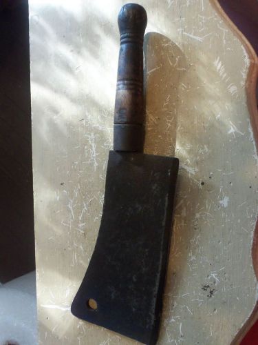 ** vintage large 14&#034; butcher knife wood handle 3/16&#034; thick blade ** l@@k! for sale