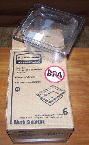 Box of 6 Rubbermaid Commercial Food Pans 1/6 size NEW