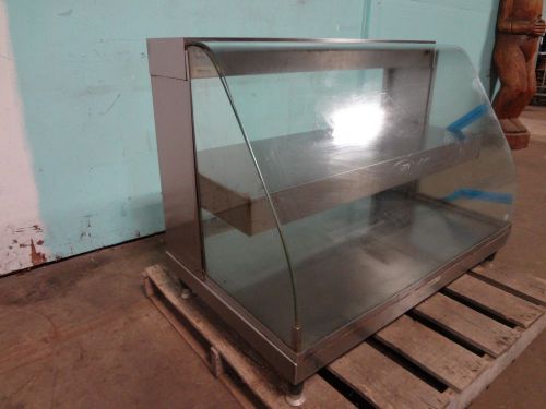 &#034;MERCO&#034; COUNTER TOP 2 TIERED LIGHTED HEATED CURVED GLASS HOT FOOD MERCHANDISER