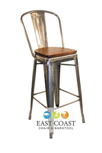 New viktor steel restaurant bar stool with reclaimed wood seat for sale