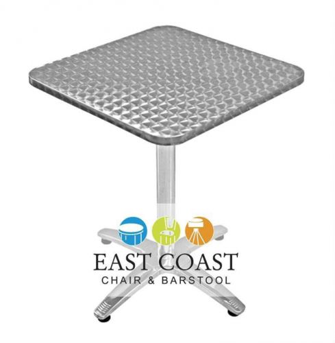 New 24&#034; square outdoor stainless steel table &amp; aluminum base set - table height for sale