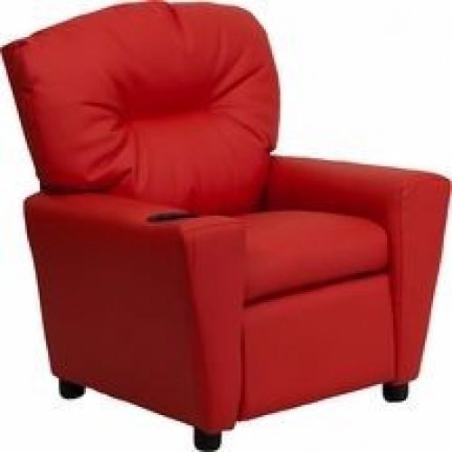 Flash Furniture BT-7950-KID-RED-GG Contemporary Red Vinyl Kids Recliner with Cup