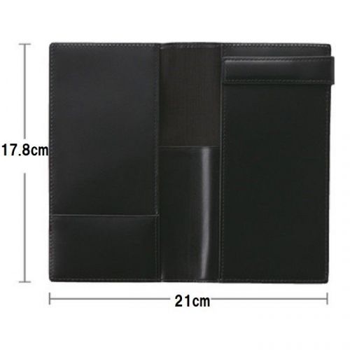 MUJI MOMA Black cow leather cowhide Credit Card Bill Receipt Holder