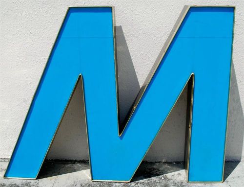 HUGE BLUE LED CHANNEL LETTER &#034;M OR W&#034; INDOOR/OUTDOOR STORE FRONT WALL ART SIGN