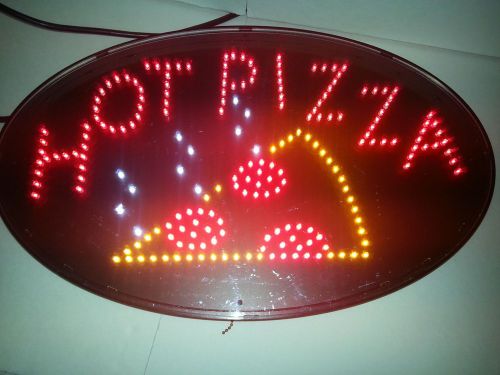 Electronic Flashing LED Neon HOT PIZZA Sign 13&#039;&#039; x 21&#039;&#039; Bright Light Chain new