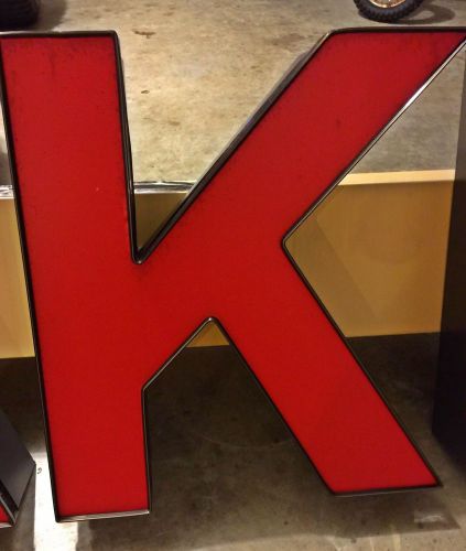 LARGE RED LED CHANNEL LETTER &#034;K&#034; INDOOR/OUTDOOR STORE FRONT SIGN WALL ART