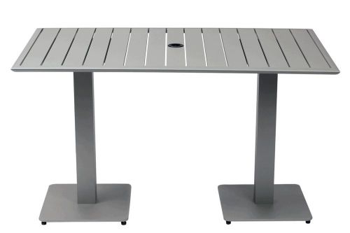 New south beach 32&#034; x 48&#034; titanium silver outdoor table w/ umbrella hole &amp; base for sale