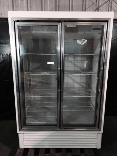 Hussmann hgl-2-bs two door glass reach in freezer for sale