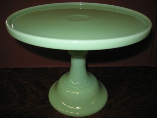 Jadeite green Glass cake serving stand plate platter pedestal raised jadite jade