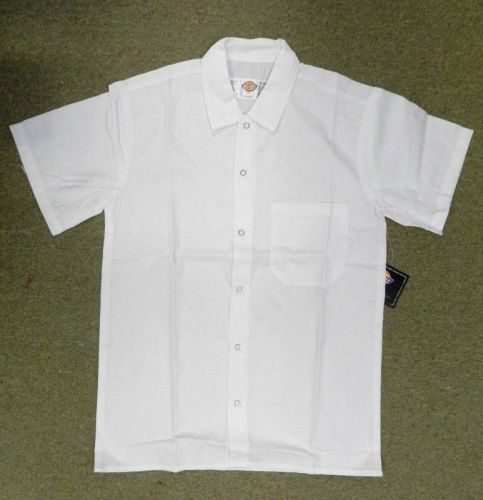 Dickies Short Sleeve Shirt CW020302A White Snap Front Restaurant Uniform XS New