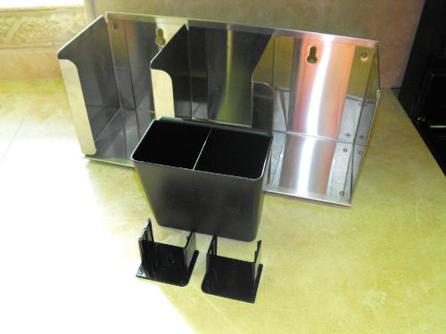 SAN JAMAR STAINLESS  #1335 3 ADJUSTABLE COMPARTMENTS LID DISPENSER WSTRAW TRAY