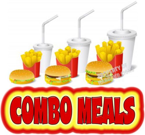 Hamburger Combo Meals Decal 14&#034; Burger Food Truck Restaurant Concession Vinyl