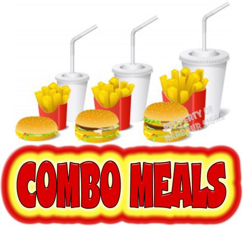 Hamburger Combo Meals Decal 14&#034; Burger Food Truck Restaurant Concession Vinyl