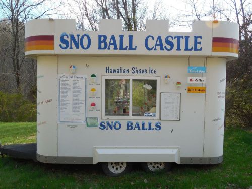 Sno Ball Castle: white fiberglass Hawaiian shaved ice concession trailer