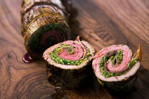 Beef Roulades with Walnut Parsley Pesto Recipe