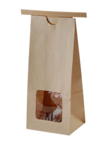 Lot 25 1/2 half pound kraft coffee cookie bakery tin tie window bag for sale