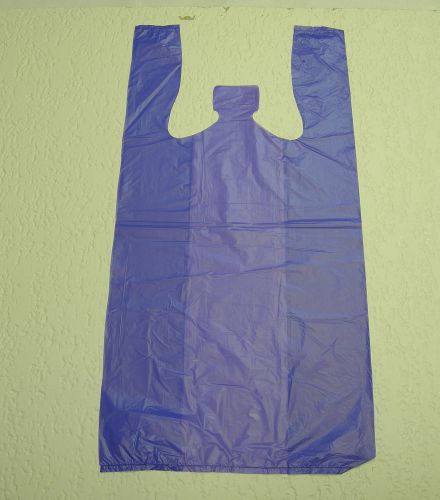 100 qty. purple plastic t-shirt bags with handles 10&#034; x 6&#034; x 21&#034; medium for sale