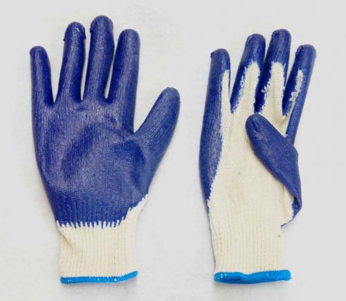 120 Pairs Cotton /Poly Work Gloves  Lg or X-lg w/ Blue Latex Coated Palm Finger