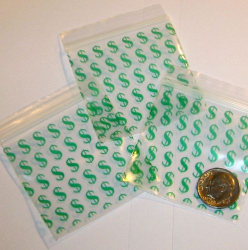 200 Dollar Signs Baggies 2 x 2&#034; Apple brand mini ziplock bags 2020