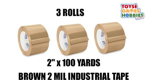 3 rolls of uline 2 mil industrial packing shipping tape 2&#034; x 110 yards brown for sale