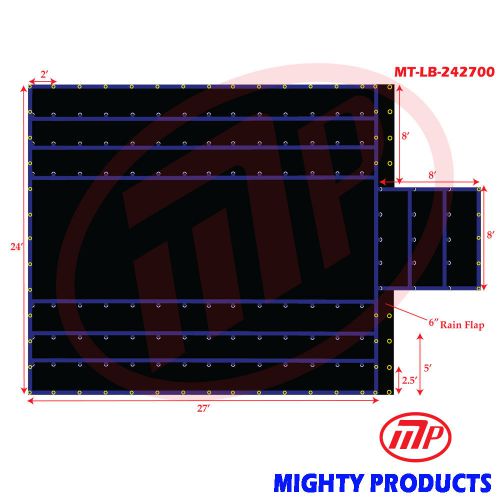 Flatbed truck tarp - light weight lumber tarp 8&#039; drop-24 x 27  (mt-lb-lw2427) for sale