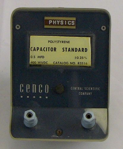 Cenco polystyrene capacitor standard 0.5 mfd +-0.25% - catalog no. 83516 for sale