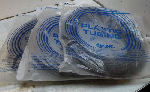 3) new old stock smc plastic tubing, tu0604b-100, all about 1/2 - 3/4 full for sale
