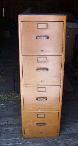 Vintage School Library Wood Filing Cabinet 4 Drawer Mid-Century Very Well Made