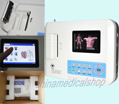 HOT CONTEC 3-Channel 12 lead Touch Screen ECG/EKG Machine with software+printer