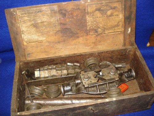 (M) Vintage Pipe Cutting Tool Set with Wood Tool Box