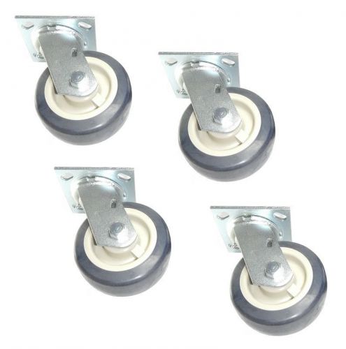 Set of 4 shepherd non-marking swivel plate caster with 5&#034; polyurethane wheels for sale