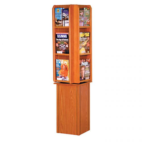 Wooden mallet mr-24fs medium oak free standing rotating magazine rack for sale