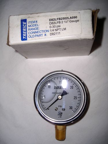 0-30 psi air water pressure gauge stainless trerice d82lfb 2-1/2&#034; dia 1/4&#034; npt for sale