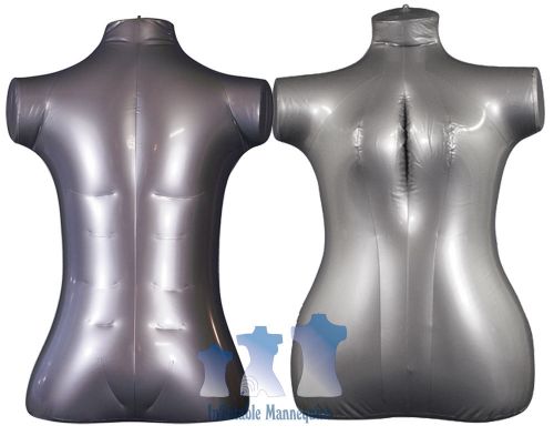 His &amp; her special - inflatable mannequin - torso forms extra-large, silver for sale
