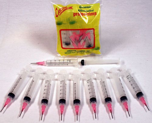 Precision Applicator 5cc Syringe w/18 Gauge Pink Tip -Glue, Henna -10 Pack