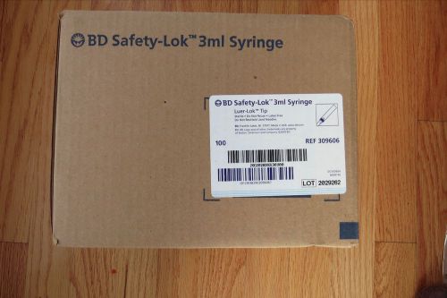 Bd 309606 3ml safety-lok sterile luer-lok tip disposable syringe (box of 100) for sale